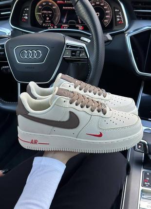 Жіночі шкіряні кросівки в стилі nike air force 1 🆕 бежеві кросівки найк форс