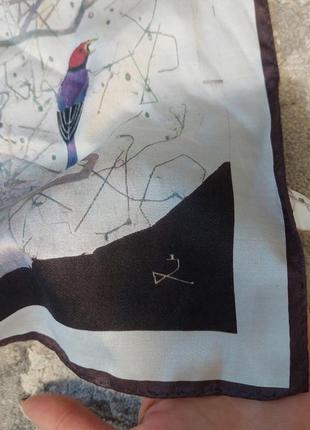 Подписной  эксклюзивный🔹шёлковый японский винтажный  платок 🐦🕊️птичий рай 🐦🕊️(58 см на 58 см)2 фото