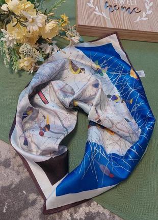 Подписной  эксклюзивный🔹шёлковый японский винтажный  платок 🐦🕊️птичий рай 🐦🕊️(58 см на 58 см)3 фото