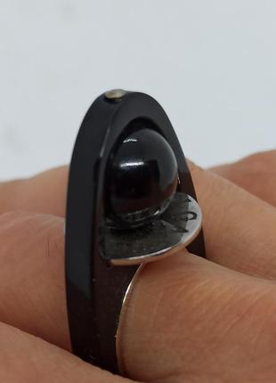 Крльцо в стиле bvlgari черное с серебристым металлом2 фото