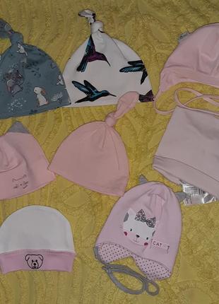 Множество  шапочек для наворожденой девочки   новые1 фото
