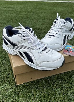 Мужские кожаные кроссовки reebok dmx ride training white navy silver