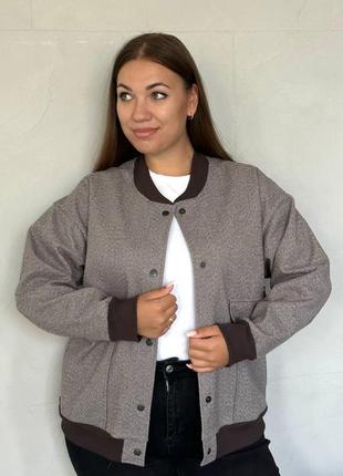 Бомбер женский кашемировый на кнопках с карманами оверсайз качественный стильный серый графитовый2 фото
