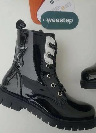 Черные лаковые демисезонные ботинки для девочки webestep 32-37