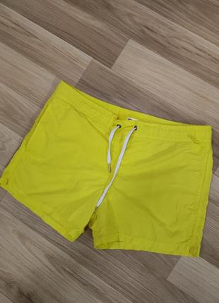 Шорты спортивные плавательные мужские короткие желтые с сеткой на резинке тонкие и легкие manor, размер s-m