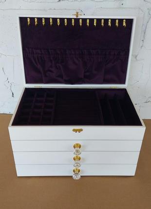 Комод для украшений | "classic white - deep purple" | tm wooden organizer2 фото