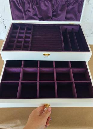 Комод для украшений | "classic white - deep purple" | tm wooden organizer7 фото