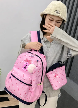 Стильный набор рюкзак, сумка и пенал 3в1 с помпоном 4 цвета рк-582да6 фото