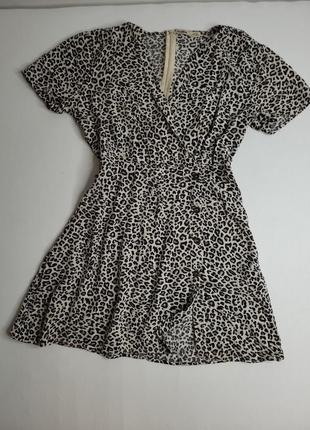 Короткое легкое платье леопардовое платье сарафан на запах леопард1 фото