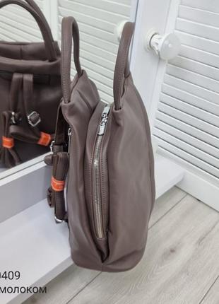 Женский рюкзак\сумка с двойными ручками. из мягкой эко кожи5 фото