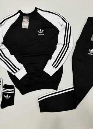 Мужской спортивный костюм adidas свитшот + штаны + 2 пары носка в подарок3 фото