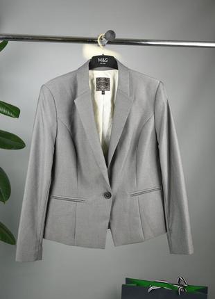 Next женский пиджак серый на 1 пуговицу в ромбик размер 14 xl1 фото