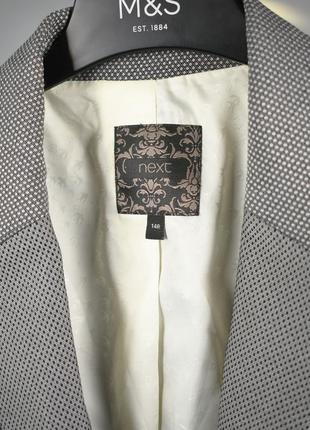Next женский пиджак серый на 1 пуговицу в ромбик размер 14 xl5 фото