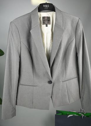 Next женский пиджак серый на 1 пуговицу в ромбик размер 14 xl3 фото