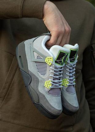 Мужские кроссовки nike air jordan 4 retro grey green