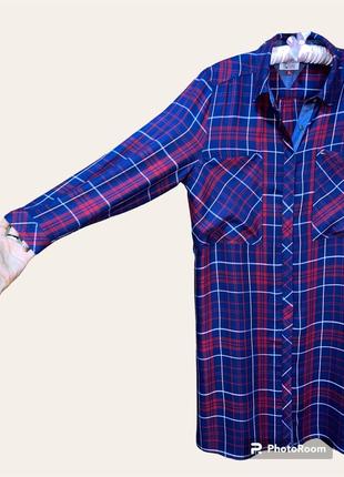 Tommy hilfiger denim, фірмова рубашка-туніка у клітинку.4 фото