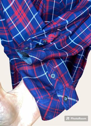 Tommy hilfiger denim, фірмова рубашка-туніка у клітинку.3 фото