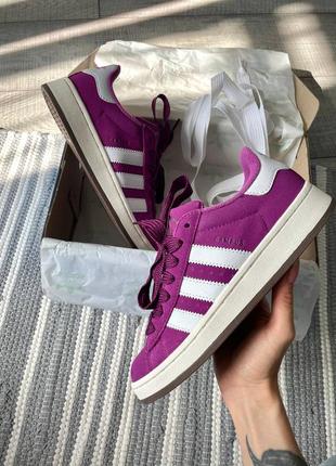 Женские кроссовки adidas campus violet white1 фото