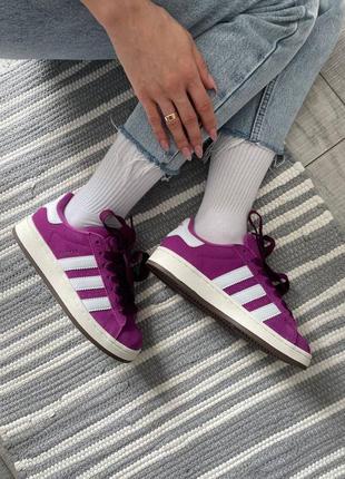 Женские кроссовки adidas campus violet white8 фото