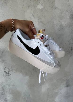 Кроссовки найк блейзер nike blazer low platform white/black