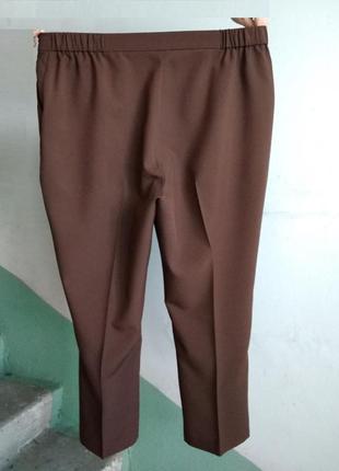 Р 22 / 56-58 базовые коричневые офисные штаны брюки пояс на резинке батал большие damart2 фото