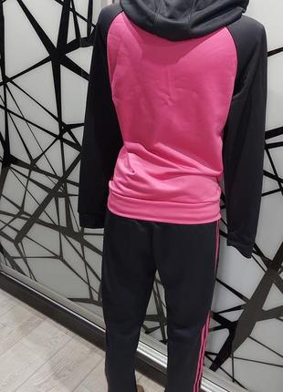 Оригинальный спортивный костюм adidas черный с розовым 42-464 фото