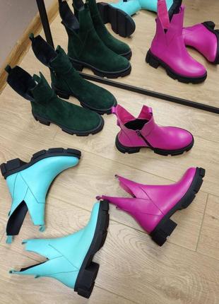 Эксклюзивные ботинки из итальянской кожи и замши женские8 фото