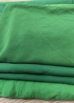 Відрізи тканин зелений полієстер/костюмка лот3 фото