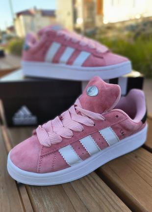 Женские кроссовки adidas campus pink white black2 фото