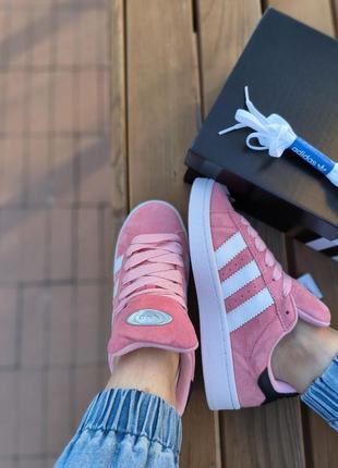Женские кроссовки adidas campus pink white black6 фото