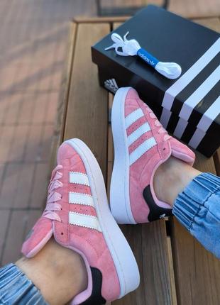 Женские кроссовки adidas campus pink white black4 фото