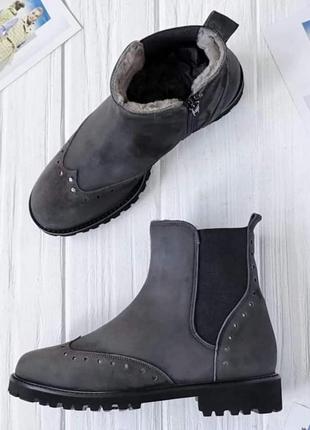 Замшевые итальянские 🇮🇹 теплые зимние ботинки челси gabrielle 37-38 размер1 фото