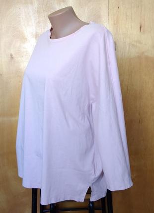 Р 16 / 50-52 удобная домашняя розовая футболка с рукавом 3/4 лонгслив оверсайз хлопок трикотаж next2 фото
