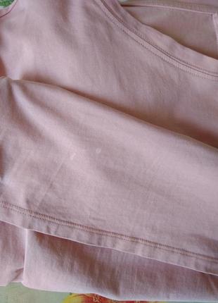 Р 16 / 50-52 удобная домашняя розовая футболка с рукавом 3/4 лонгслив оверсайз хлопок трикотаж next5 фото
