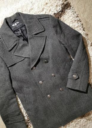 Полупальто пальто шерсть серое гусиная лапка elegant plush2 фото