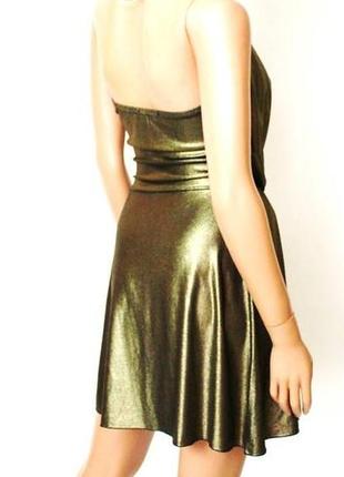Платье бронзовый металик нарядное! р 42-443 фото