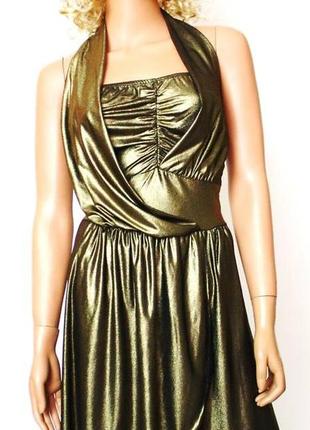 Платье бронзовый металик нарядное! р 42-442 фото