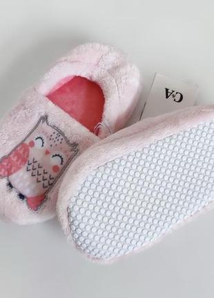 Тапочки домашние с совушками новые розовые плюшевые — c&a ® оригинал 29/308 фото