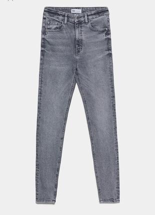 Базовые плотные серые джинсы скинни с высокой посадкой высокая посадка ,талия zara1 фото