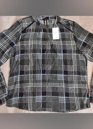 Блузка, рубашка, женская, новая, размер xl (клетка), шифоновая1 фото
