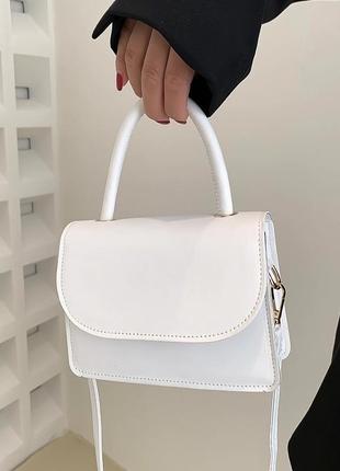 Женская классическая сумка кросс-боди на ремешке через плечо 6130 белая2 фото