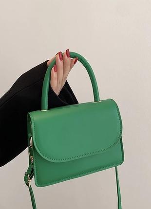 Женская классическая сумка кросс-боди на ремешке через плечо 6130 зеленая2 фото