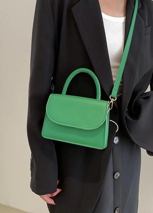 Женская классическая сумка кросс-боди на ремешке через плечо 6130 зеленая6 фото