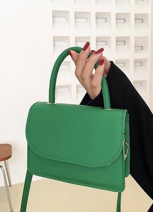 Женская классическая сумка кросс-боди на ремешке через плечо 6130 зеленая7 фото