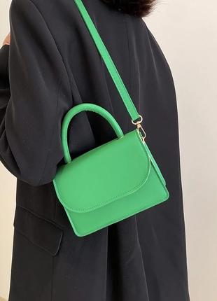 Женская классическая сумка кросс-боди на ремешке через плечо 6130 зеленая9 фото