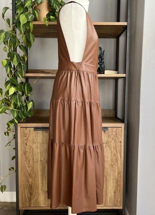 Zara платье-пинафор из искусственной кожи  с оборками7 фото