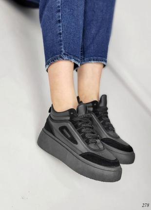 Жіночі чорні демісезонні спортивні черевики4 фото