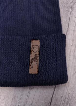 В'язана жіноча шапка ultra-leks-jolie "швеція" розмір 54-60 синя