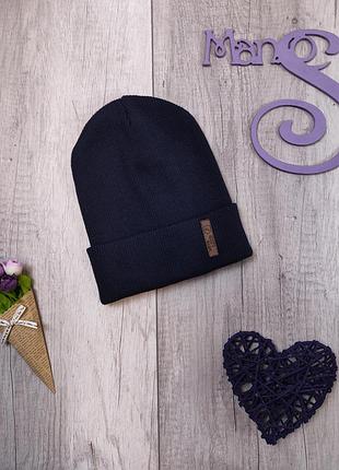 В'язана жіноча шапка ultra-leks-jolie "швеція" розмір 54-60 синя