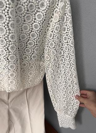Мереживна блуза  рубашка женская от h&m молочная нежная женственная кружево4 фото